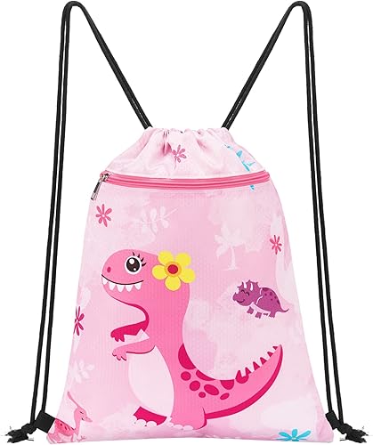 WAWSAM Mochila con cordón - Bolsas con cordón para niños, bolsa de natación para la playa, Dinosaurio B, Dinosaurio B