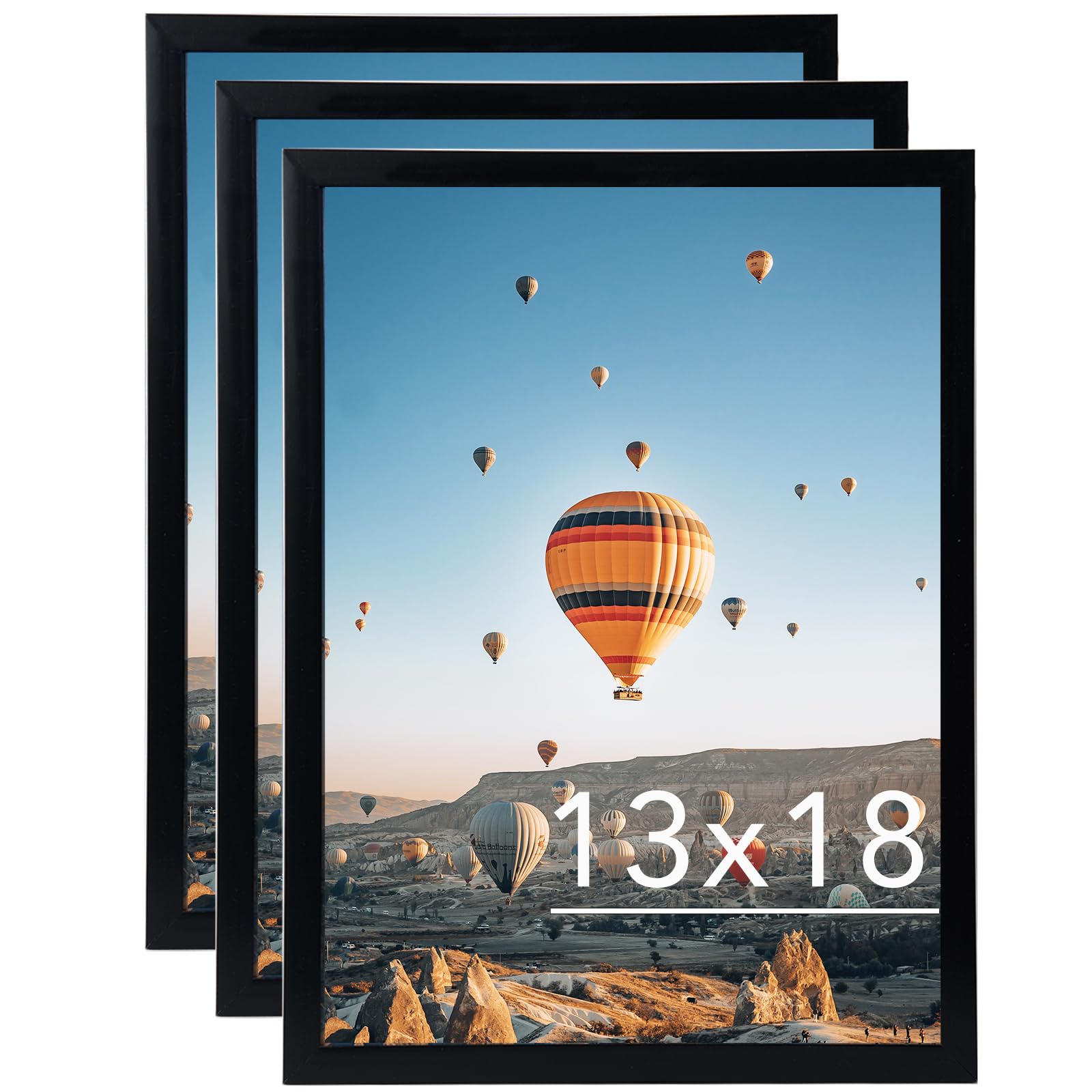 Photo 1 of JCJMY 13x18 Picture Frame Set of 3 Black for Wall Hanging, Wall Mounting Horizontally or Vertically, 13 x 18 Wall Gallery Poster Photo Frame with Shatter Resistant Plexiglass, 3 Pack, Black