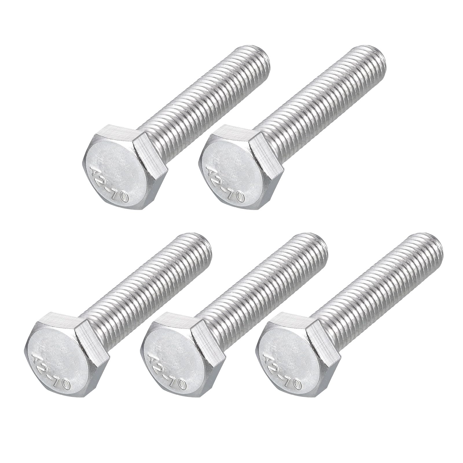 METALLIXITY Hex Bolts (M8-1.25x40mm) 5Pcs, 304 Stainless Steel Coarse Fully Threaded Hex Head Screw Bolt Machine Screws
