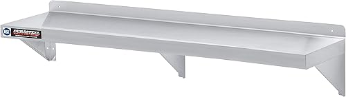 DuraSteel Estante de Acero Inoxidable - 72 Pulgadas de Ancho x 14 Pulgadas de Profundidad Estante de Pared de Metal Comercial NSF Montado