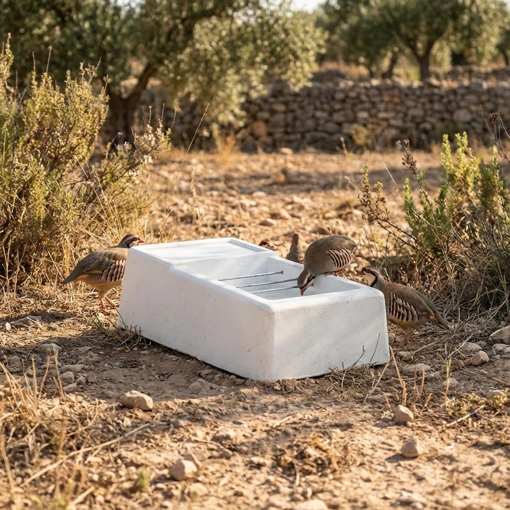 Suinga Bebedero Automatico de Hormigón con Flotador 10 litros 25x42x12 cm – Bebedero Profesional para Ganado, Aves y Animales