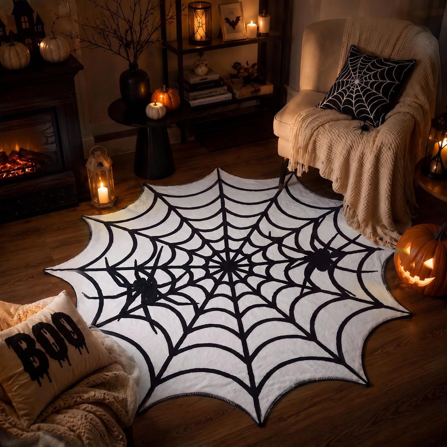Breling 51 Inch Halloween Gothic Spider Web Blanket