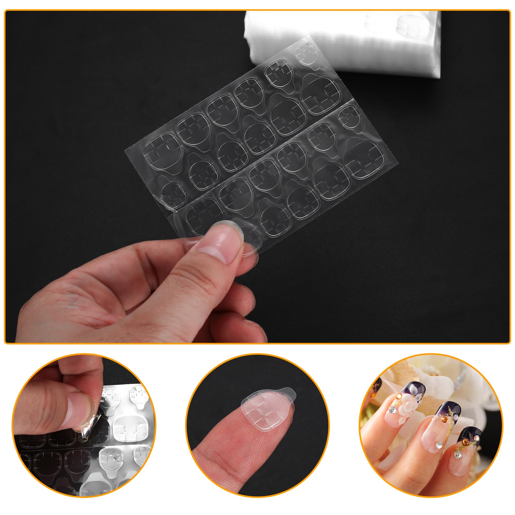 56 Arkuszy/1344 Szt Naklejek Klejowych do Paznokci, Dwustronne Pady do Paznokci, Mocny Klej Adhezyjny do Sztucznych i Naturalnych Paznokci, Nail Art