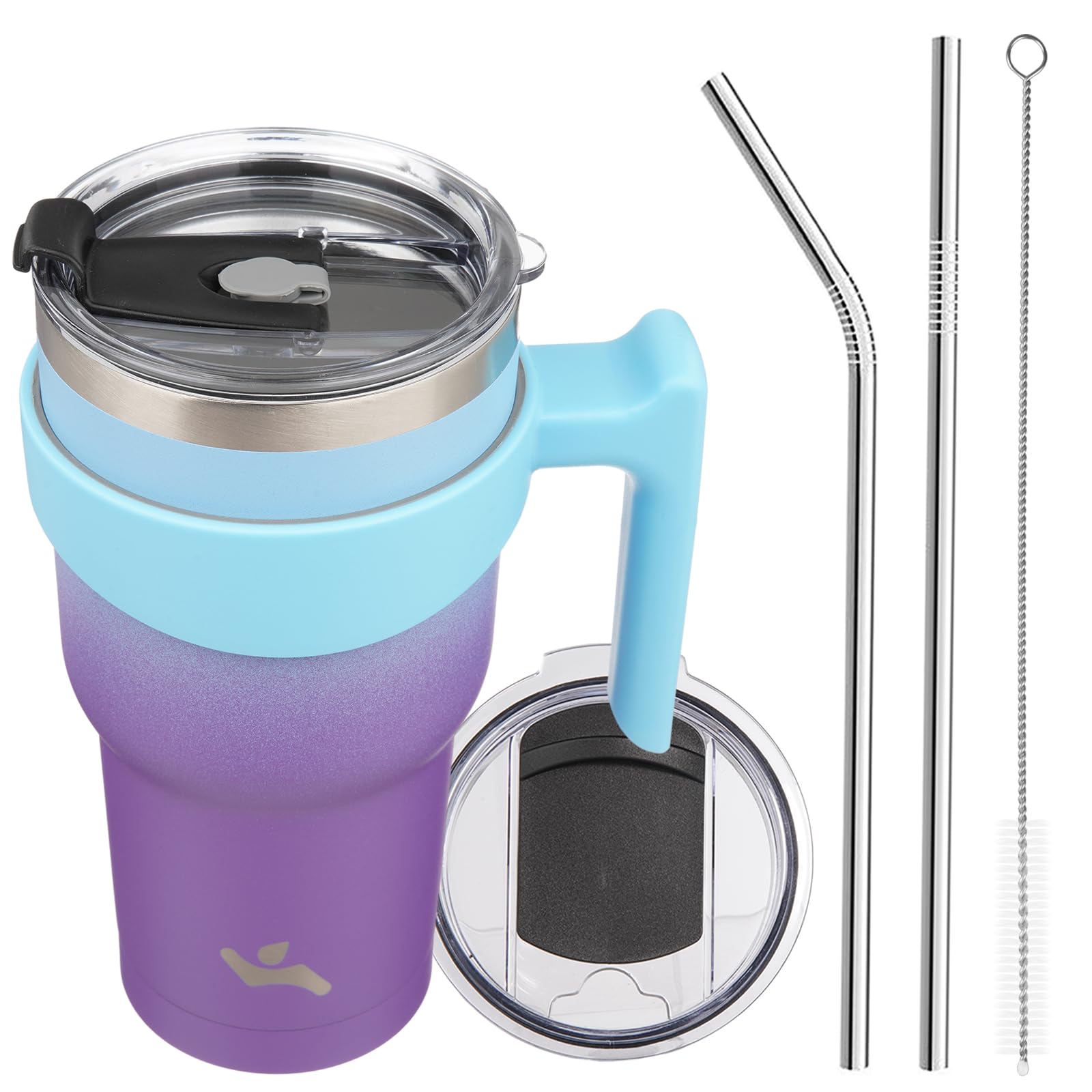 Konokyo 30 oz Tumbler with Handle and Straw, Insulated Travel Mug