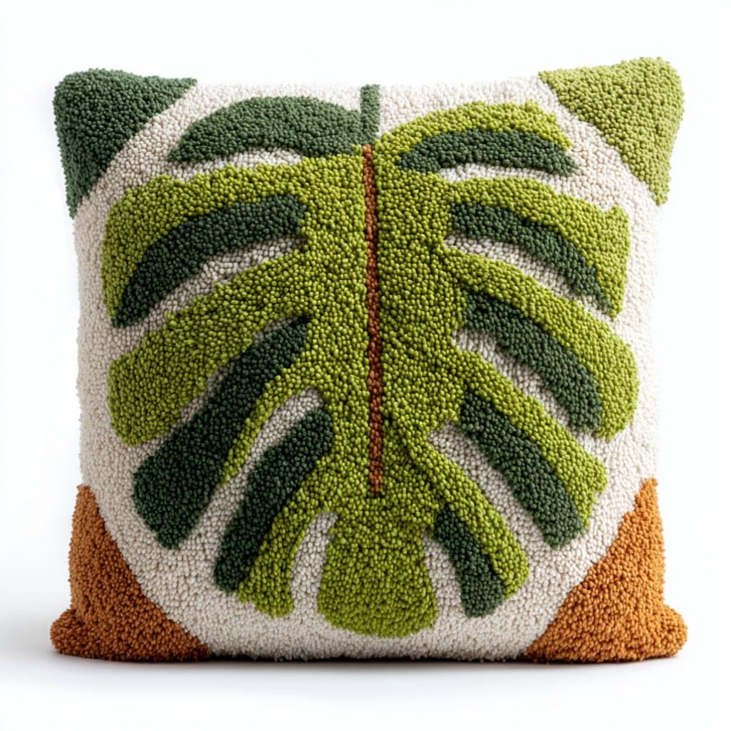AxiangziK Latch Hook Pillow Kit for Beginners,Green Leaves