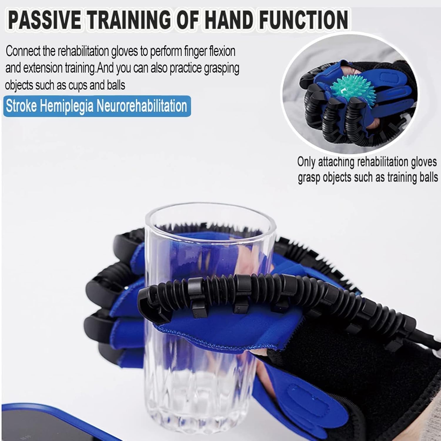 Exercise for Fingers Rechargeable Electric Hand Function Equipment, Stroke Hemiplegia Fingers Recovery Massage Therapy, Dystonia Hemiplegia Finger Training