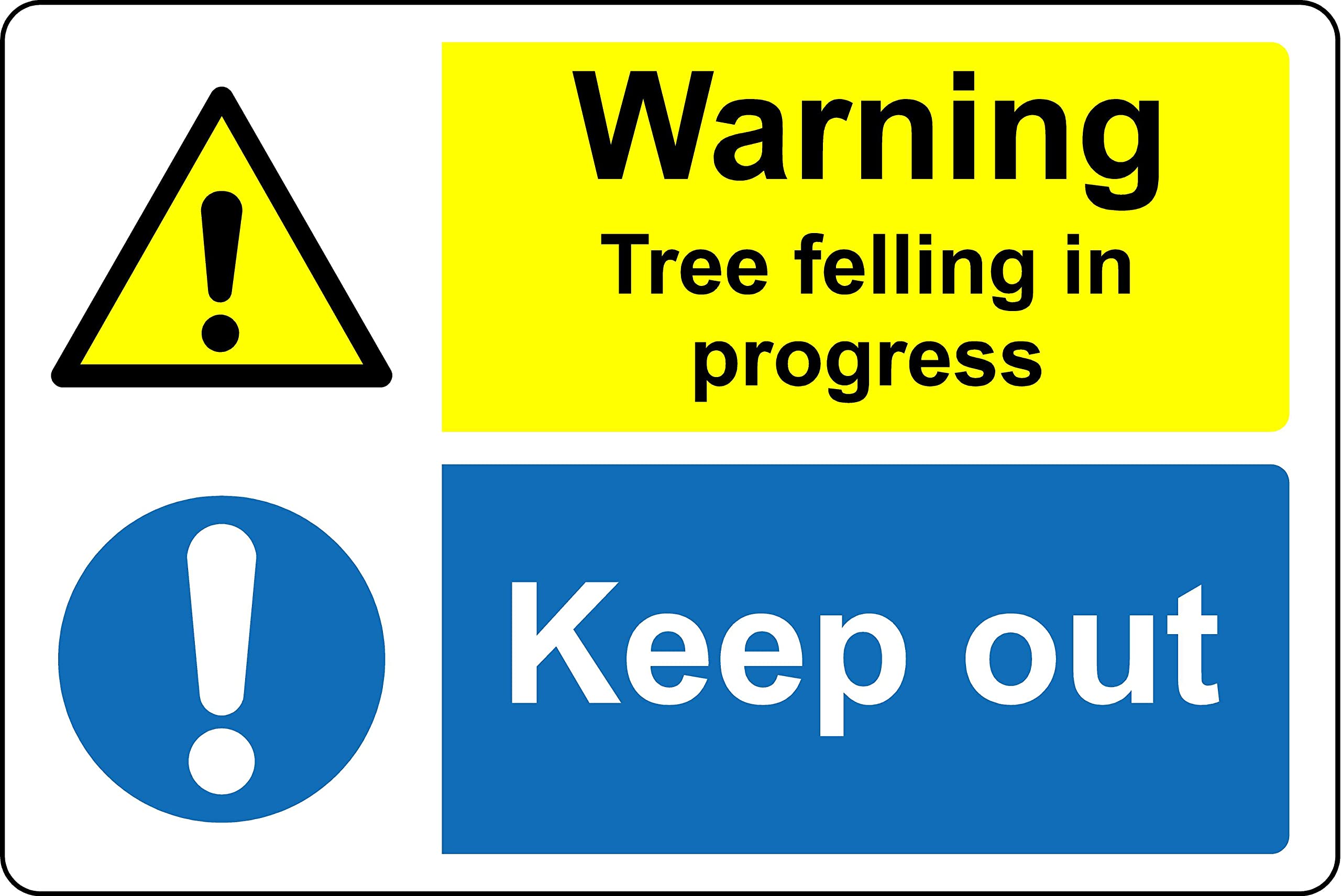 Warning tree felling in progress keep out Forestry safety sign - 1mm Plastic sign (400mm x 300mm)