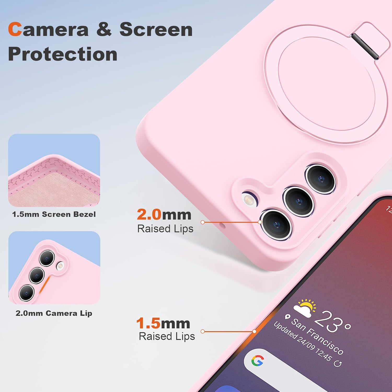 SKYLMW for Samsung Galaxy S23 Plus Case with Magnetic Invisible Stand [Compatible with Mag-Safe] Military Drop Tested [Full Camera Protection] Silicone S23 Plus Cases for Men Women, Pink