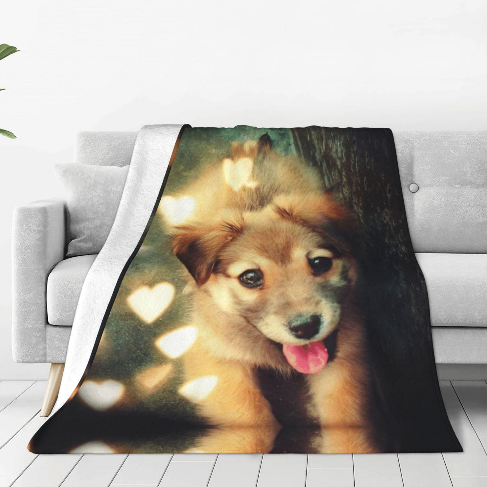 Couverture duveteuse chiot pour canapé et lit : plaid chaud d'hiver pour chien