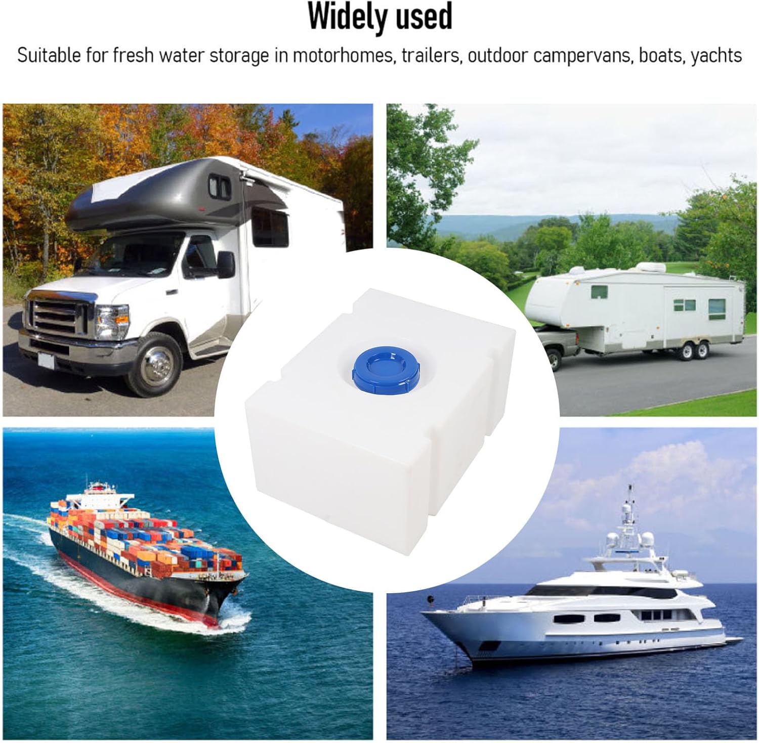 19.81 Gallon RV Water Holding Tank, Food Grade LLDPE RV Fresh Water Tank with 130mm Water Inlet, Portable Water Storage Container for RVs Trailers Campers Boats Yachts