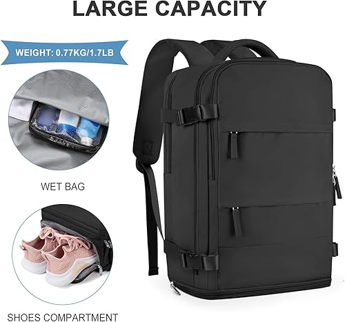 Miniatura 142 de coowoz Mochila de viaje grande para mujeres y hombres,Mochila de transporte,Mochila de senderismo impermeable para deportes al aire libre, Azul, 45