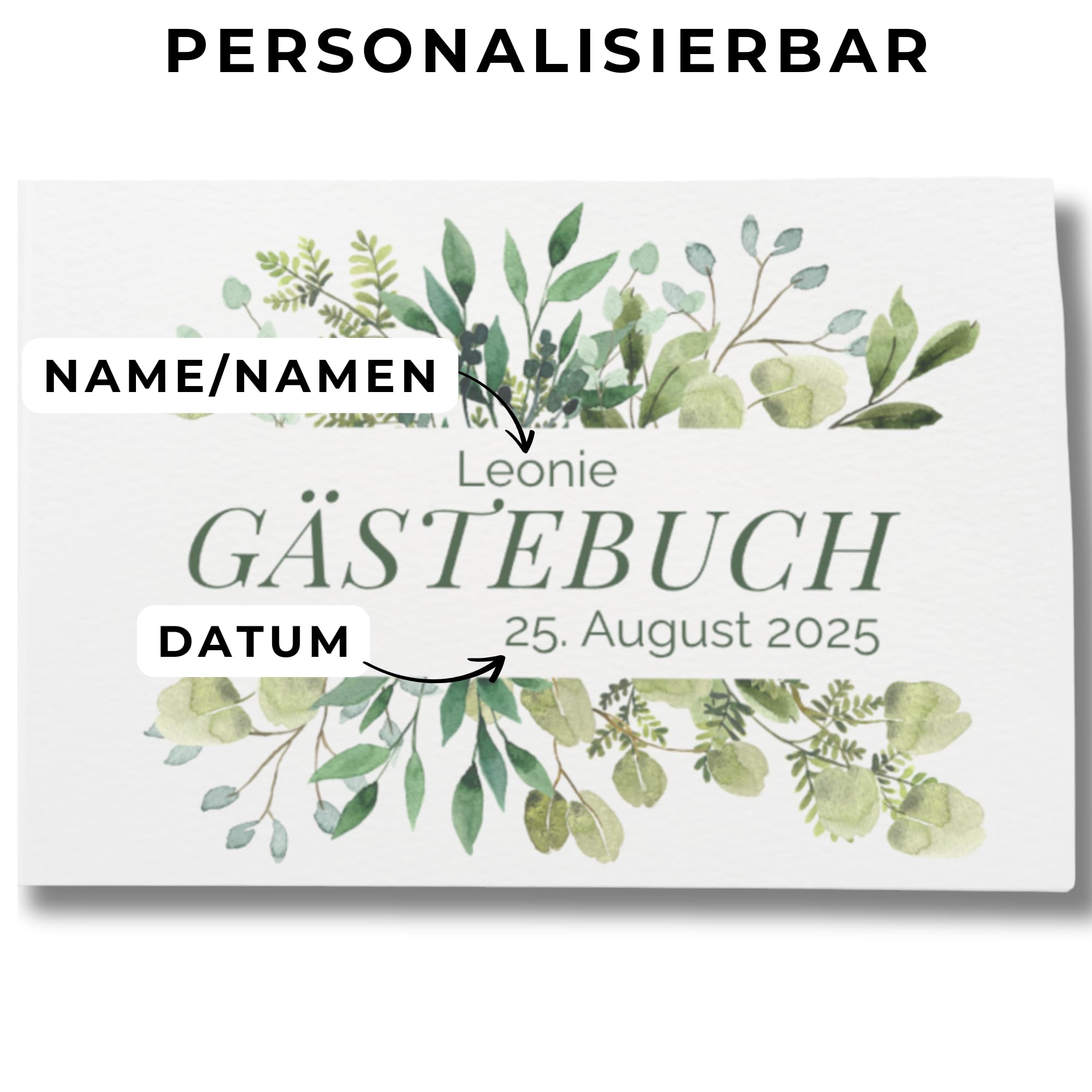 Personalisiertes Gästebuch mit Namen blanko zum Ausfüllen – Erinnerungsalbum Erinnerungsbuch personalisiert mit Leere Seiten (80 Seiten/40 Blatt)