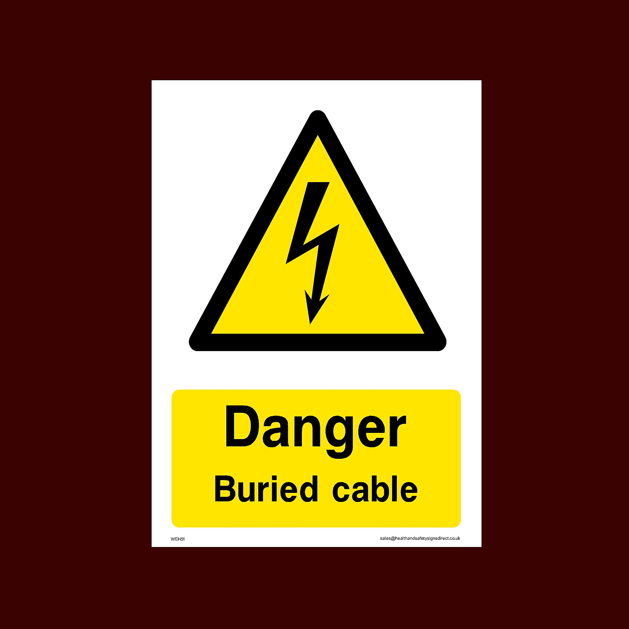 Ussp&S Danger Buried Cable Plastic Sign (Weh51) - Electric Hazard, Voltage, Danger Of Death, Cables, Wires, Electric Fence