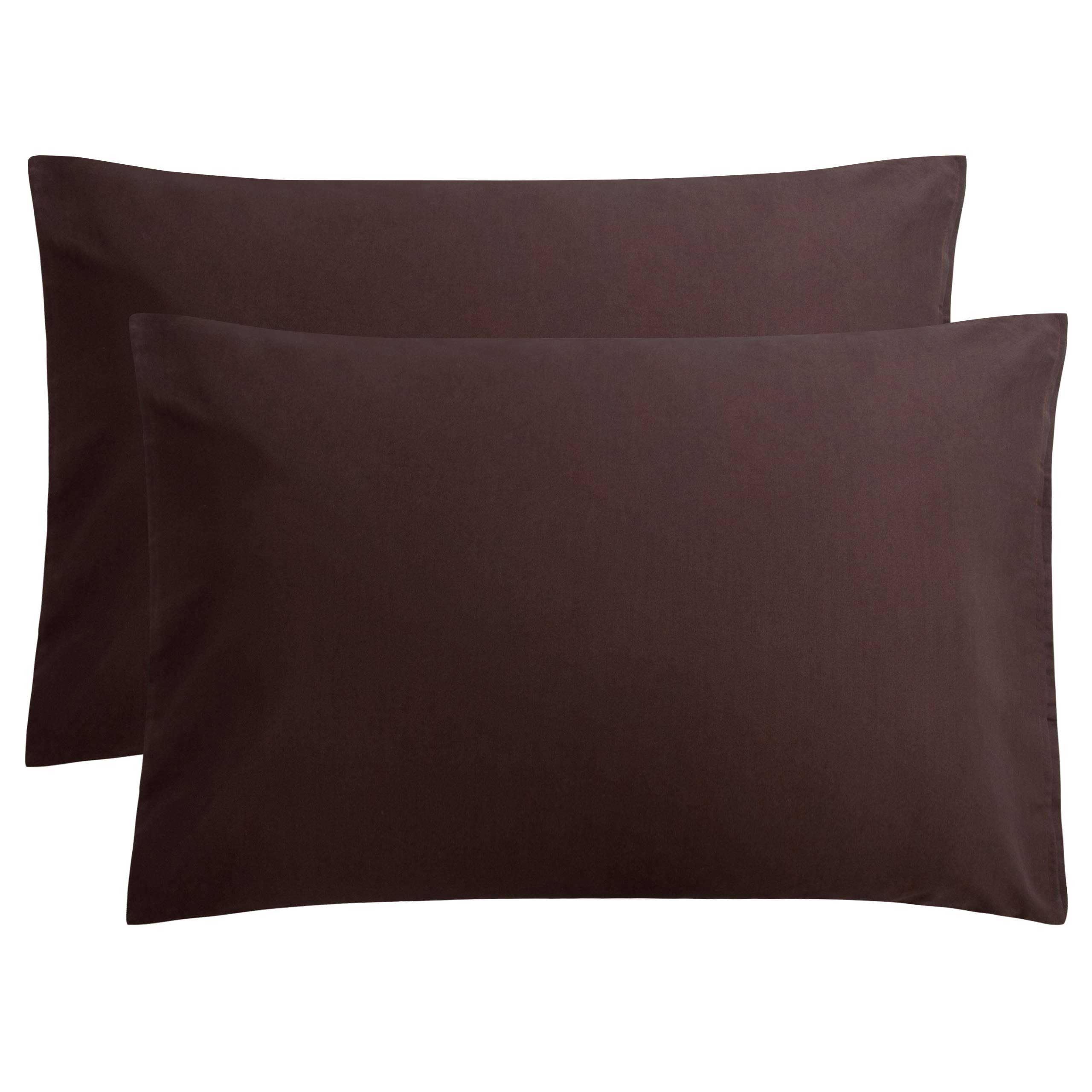 Polycotton Pillowcases 50x75cm Soft & Breathable Pillow Covers Wrinkle-Resistant, Easy Care Bedding, Standard Size Pillow Cases 2 Pack - Brown โ image 1