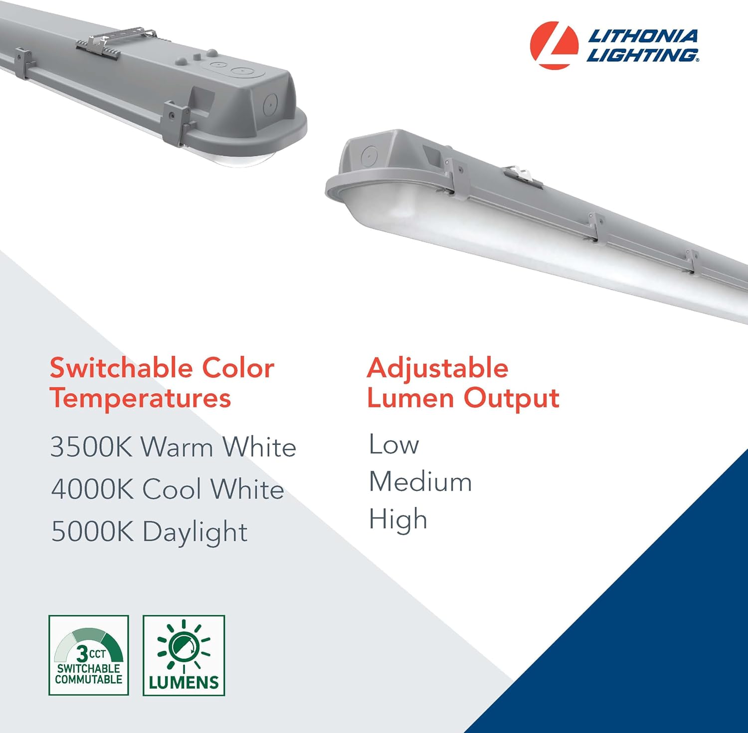 Lithonia 50.3" Matte Gray LED Vapor Tight Strip Light