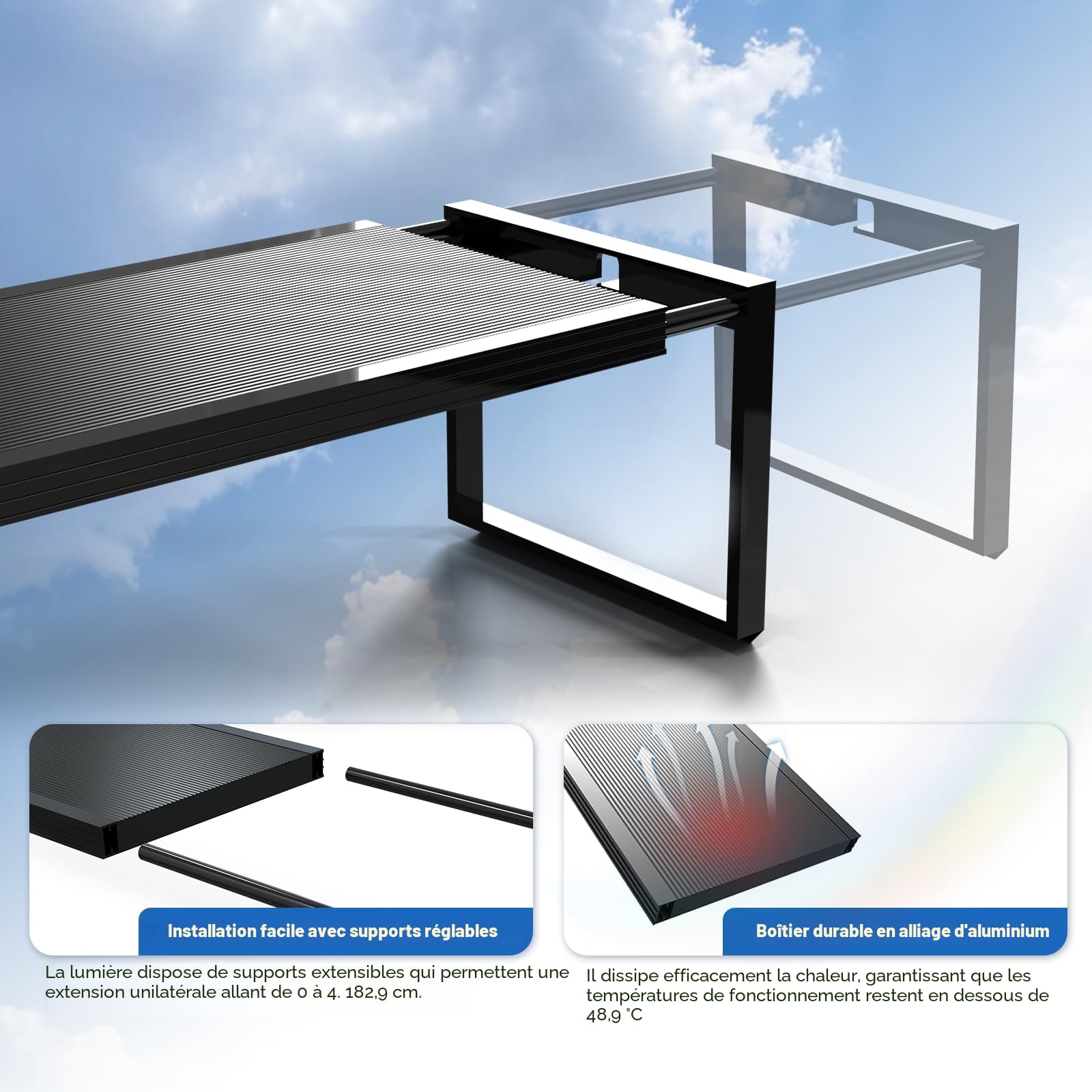 FZONE Aquarium LED Éclairage 60W Spectre Complet 31-43'' Minuterie Lever/Coucher Soleil Contrôle Application