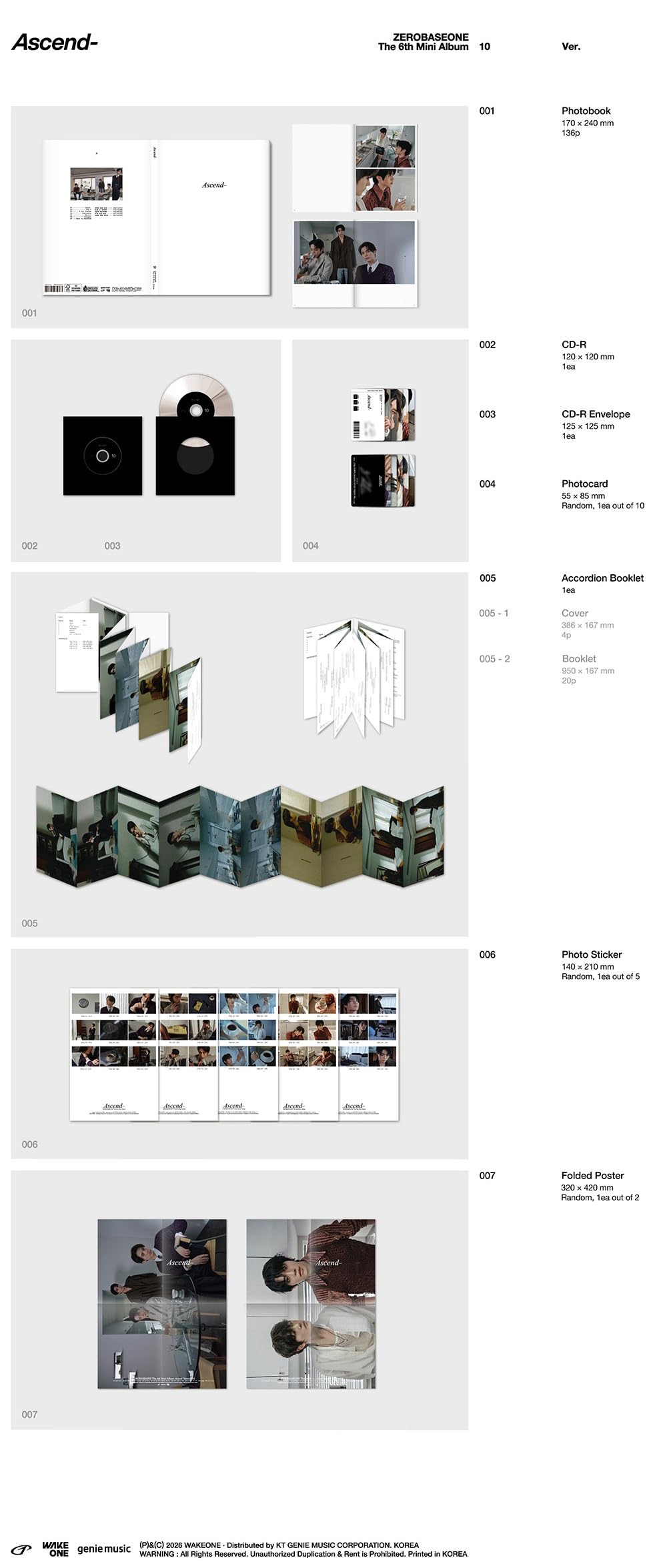 ZEROBASEONE [ASCEND-] 6. Mini-Album (2 Ver. Set+Karte) K-POP