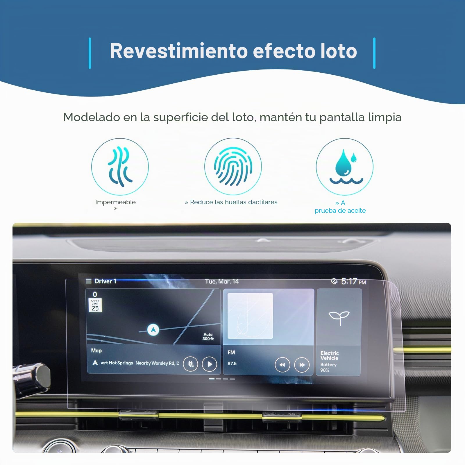 GAFAT Compatible con Hyundai Kona SX2 2024-2026 2027 12,3" Navigation Protector de Pantalla, Kona 2025 Accesorios Nano Protector, Antigolpes, 6H Antiarañazos [2 PZS]
