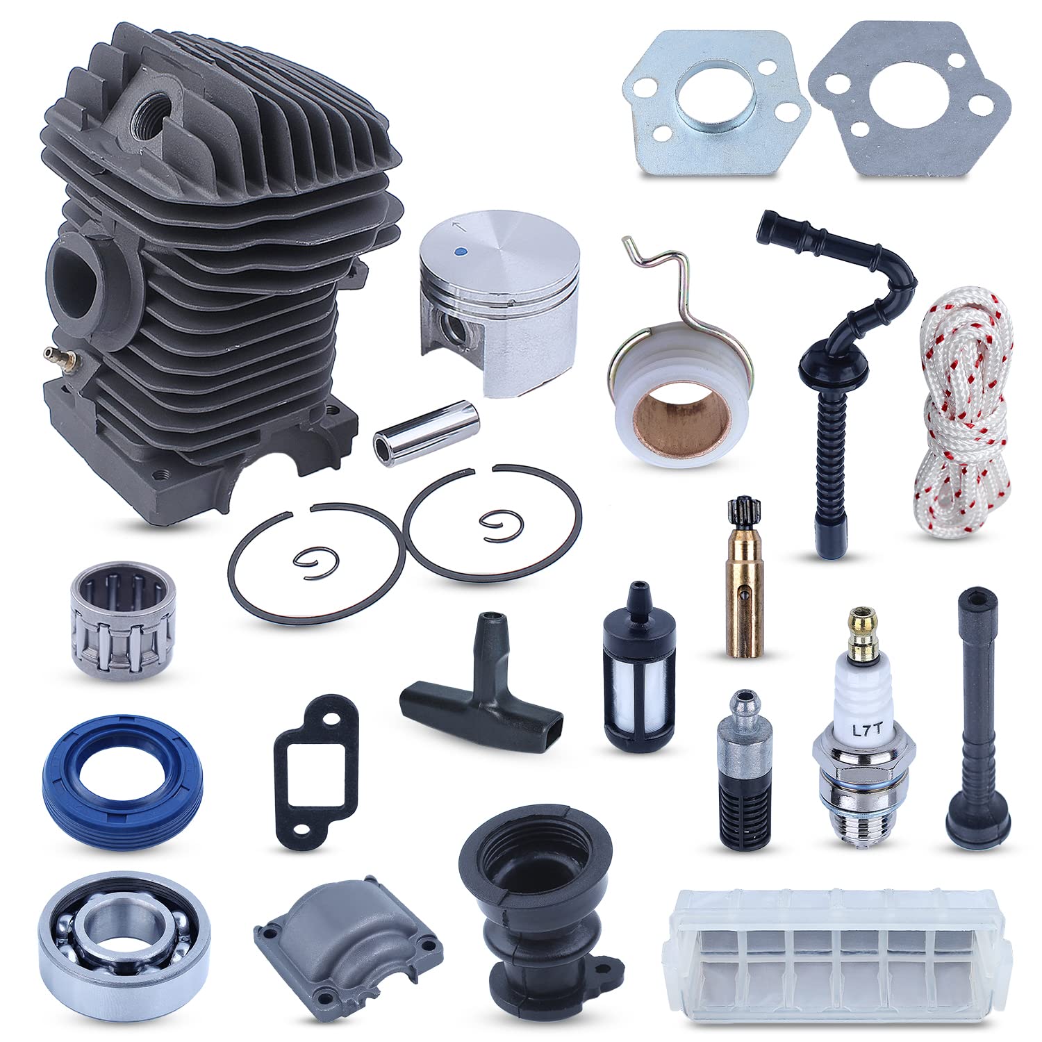 Cilindro Pistón para Stihl Ms250 Ms230 025 023 Motor, 42.5mm Cilindro Pistón mit Pasador Anillos Clip Cubierta Inferior Del Motor, Rodamiento de Agujas 1123 020 1209 1123 021 2500