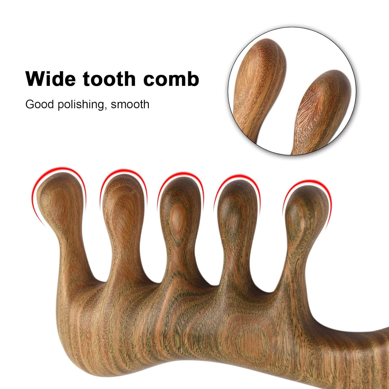 Artist International ™Handmade 100% Natural Green Sheesham Wide Tooth Combs - Head Scalp Massage No Static, Detangling Comb, Green Sheesham Wooden Hair Comb for Men and Women 2