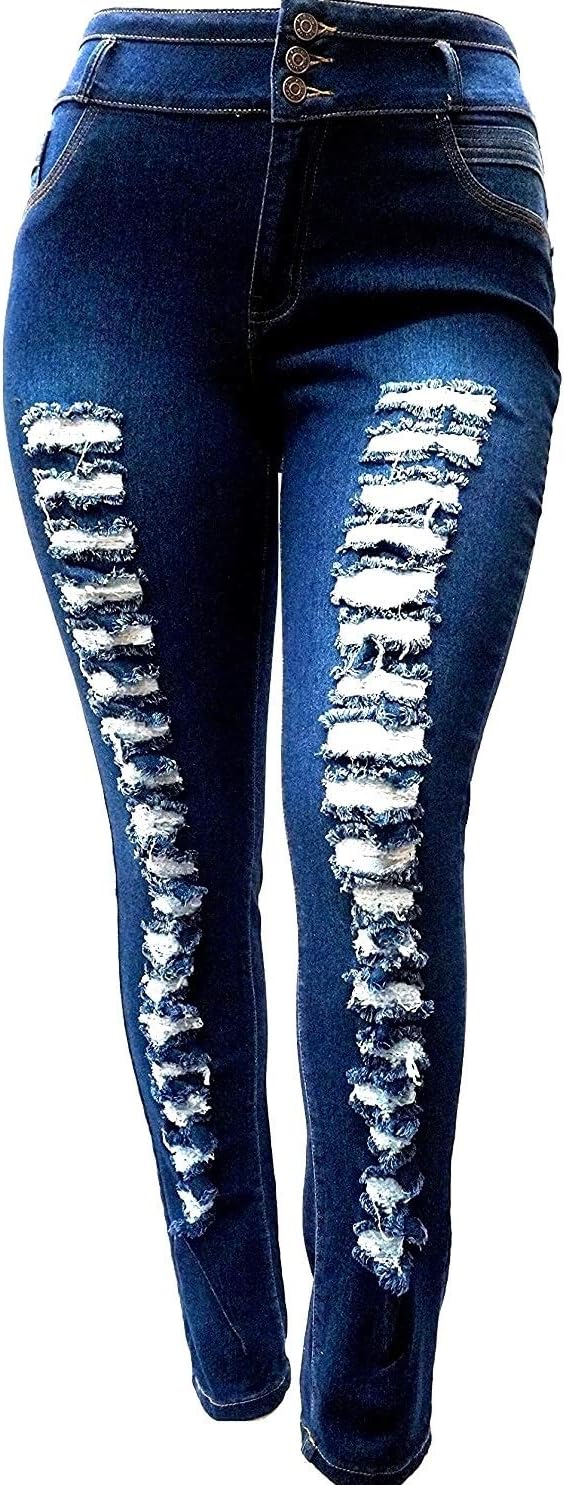 Jack David WAX 1826 JeansJack David Jeans Womens Plus Size High Waist Distressed Ripped Blue Denim Skinny Jeans Pants