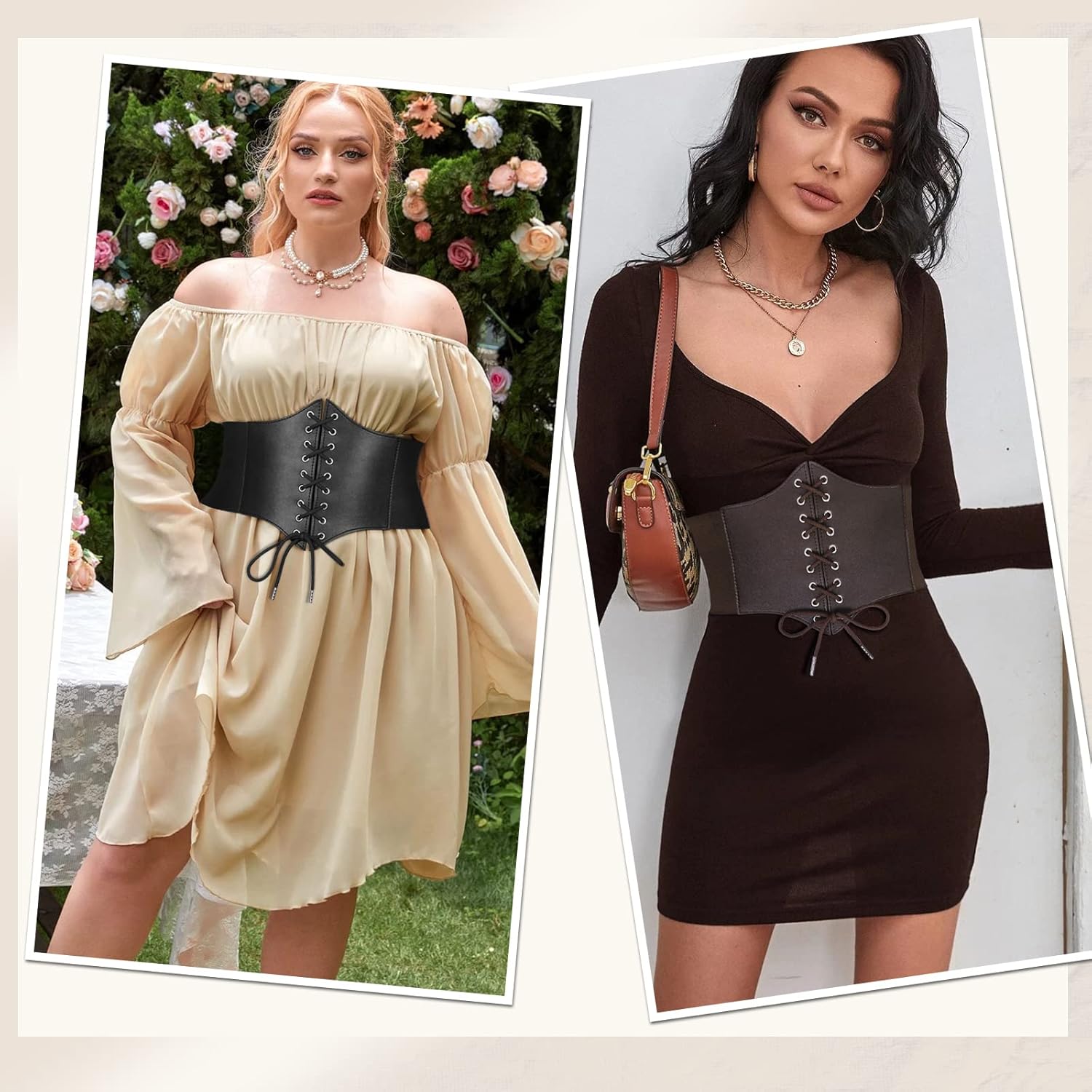 JASGOOD 3 Pack Women Elastic Corset Waist Belt Lace-up Tied Costume Belts for Women Halloween Corset Belt - Image 3