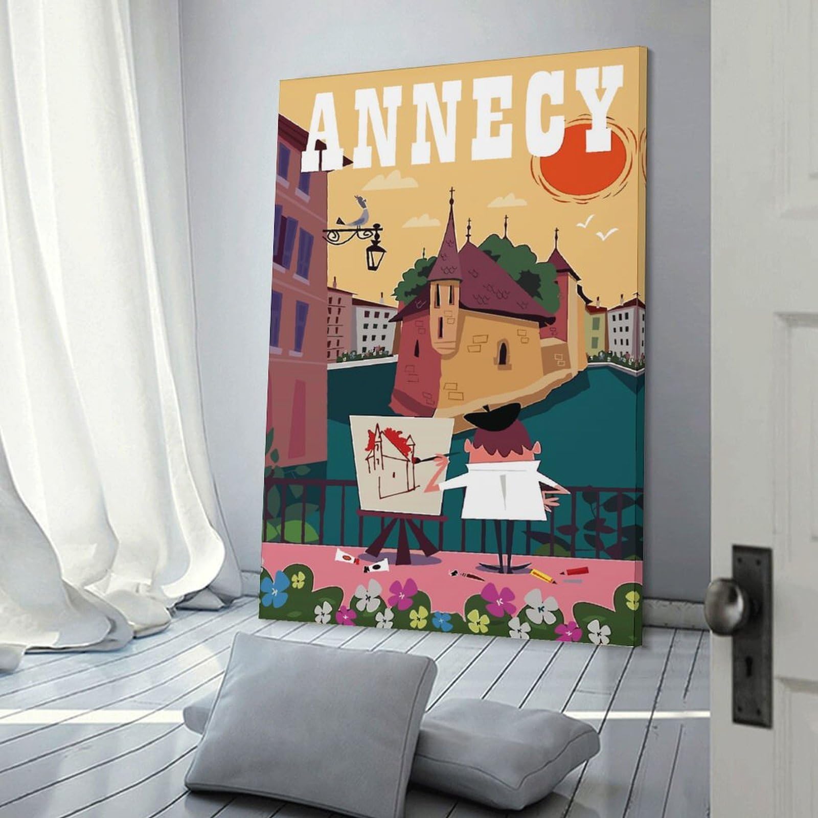Junmoney Decorative Wall Artwork Annecy Travel, 20x30inch(50x75cm), for Living Room, Lounge Or Sitting Room, Modern Wall Decor for Cosy Interiors