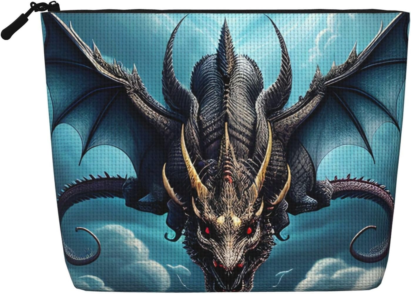 Flying Dragon Linen-Look Makeup Bag, Water-Resistant Travel Toiletry Pouch, Large Capacity Zipper Pouch for Women