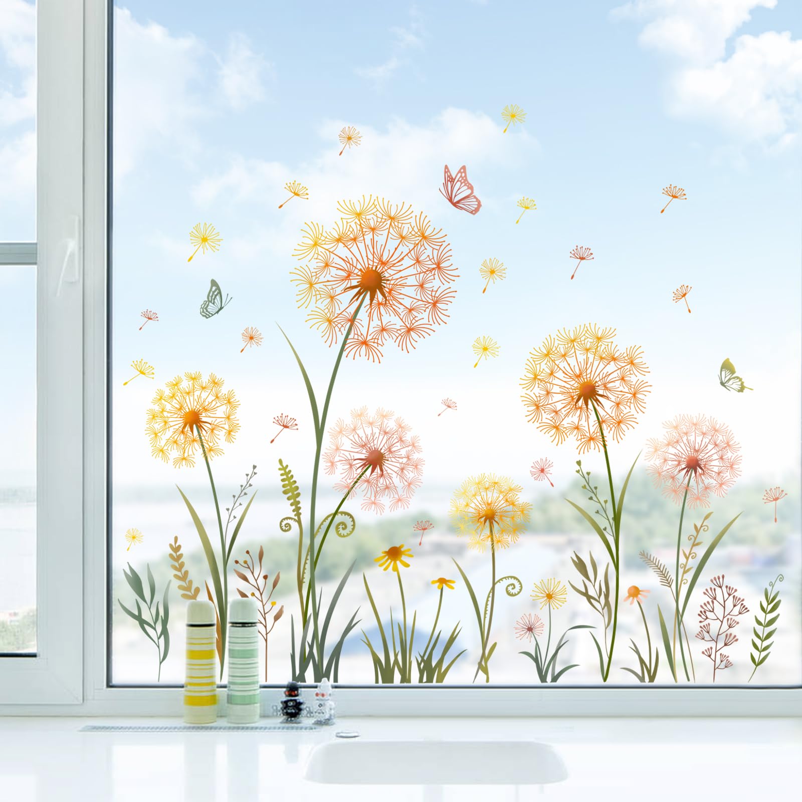 Adesivi Per Finestre Anti-Collisione Piante E Farfalle | Decalcomanie Botaniche Su Entrambi I Lati | PVC 30x60 Cm - 2