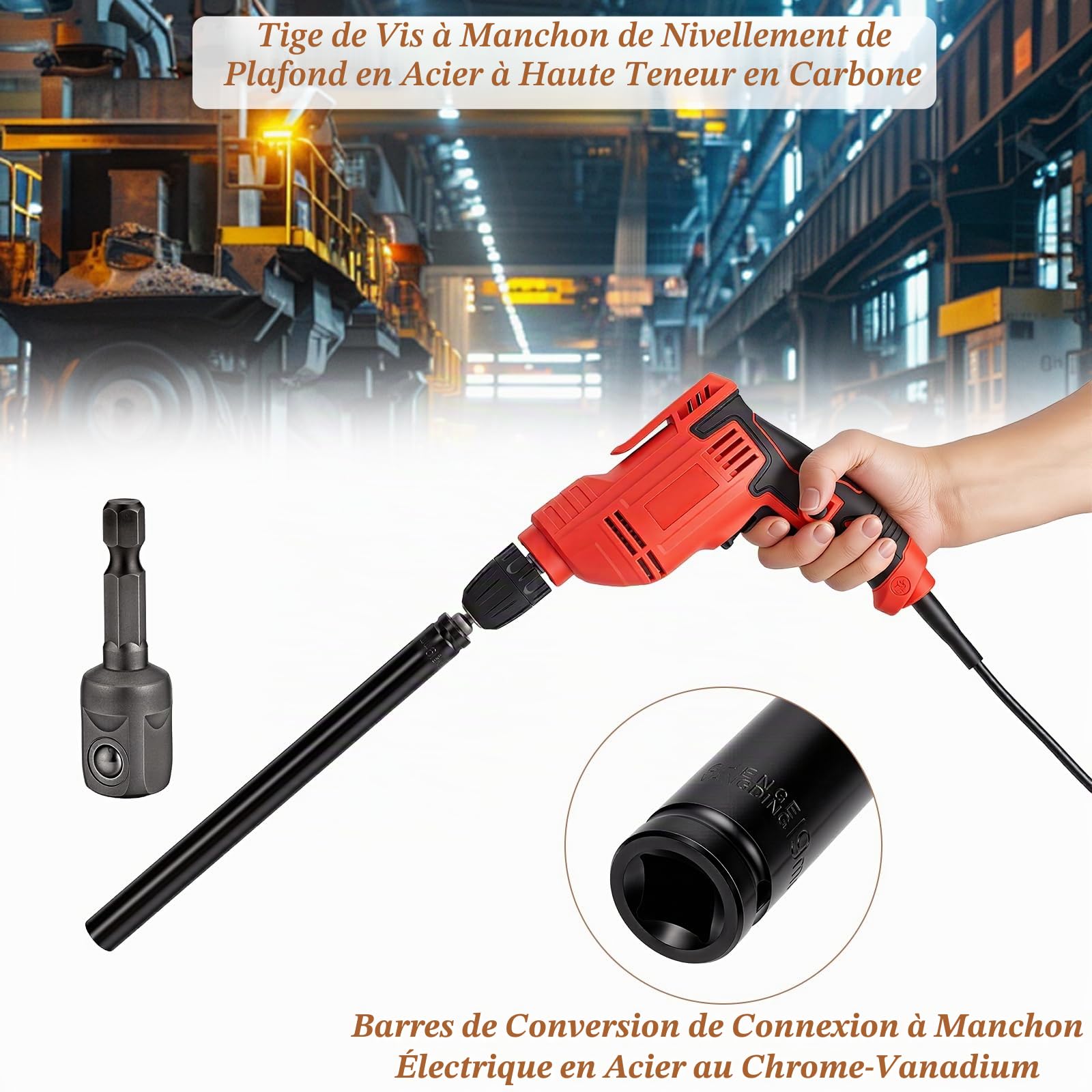 1 Douille Creuse de 1.9mm Douille à Impact à 6 point Tournevis à Douille de 29.8cm de Longueur Creuse Profonde pour Tiges Filetées/Boulons/Goujons Longs Fixation en Hauteur