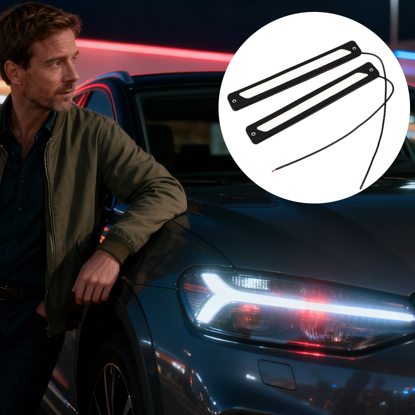 Światła do jazdy dziennej LED 23 cm, wodoodporna silikonowa lampa, super jasna, giętka świetlna LED, do traktora samochodowego, SUV-a, pojazdu, przeciwmgielne