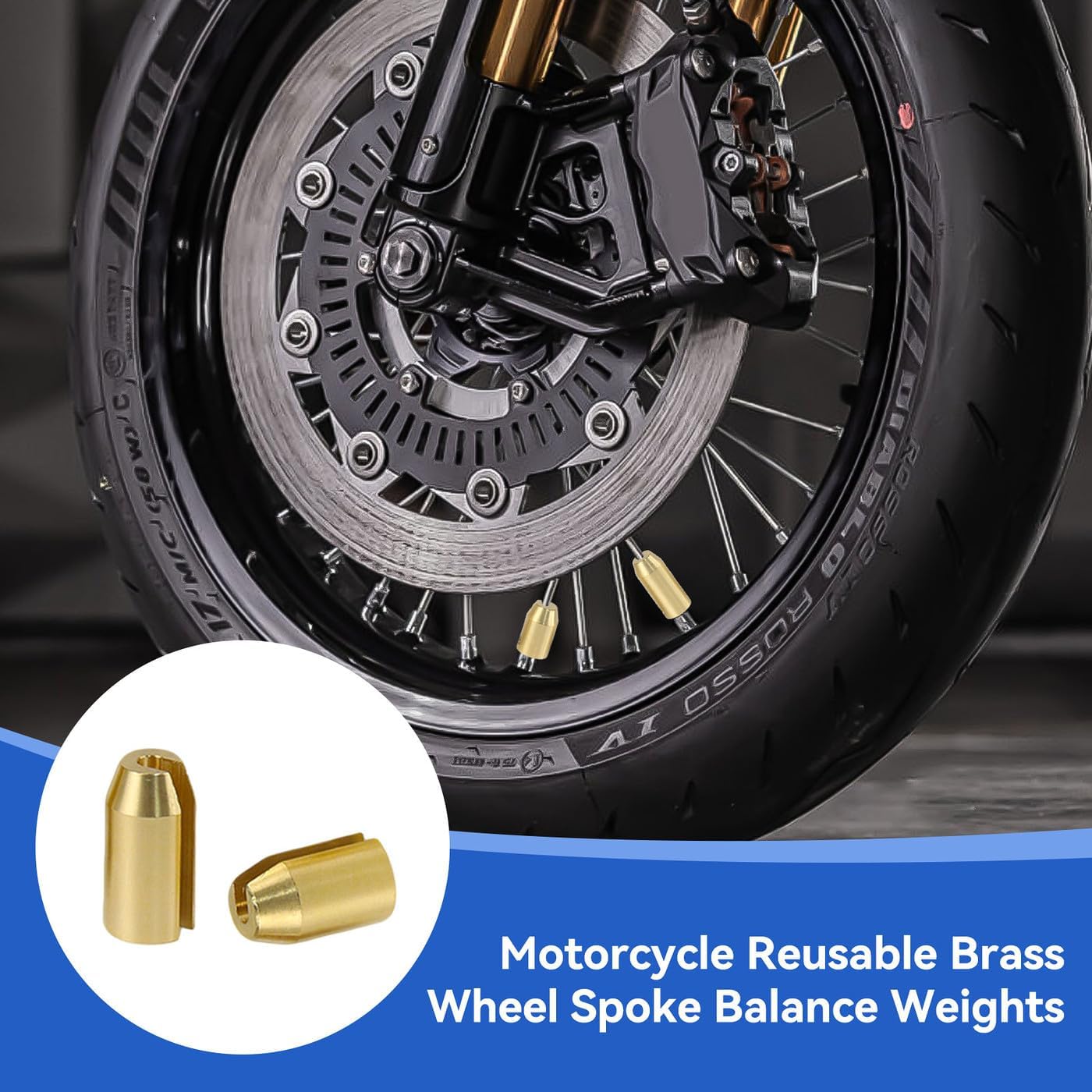 14 Pack Motorcycle Reusable Brass Wheel Spoke Balance Weights Refill Kits Compatible with Super Moto,Dual Sport,Metric Cruisers,Vintage or Any Other spoked Wheels