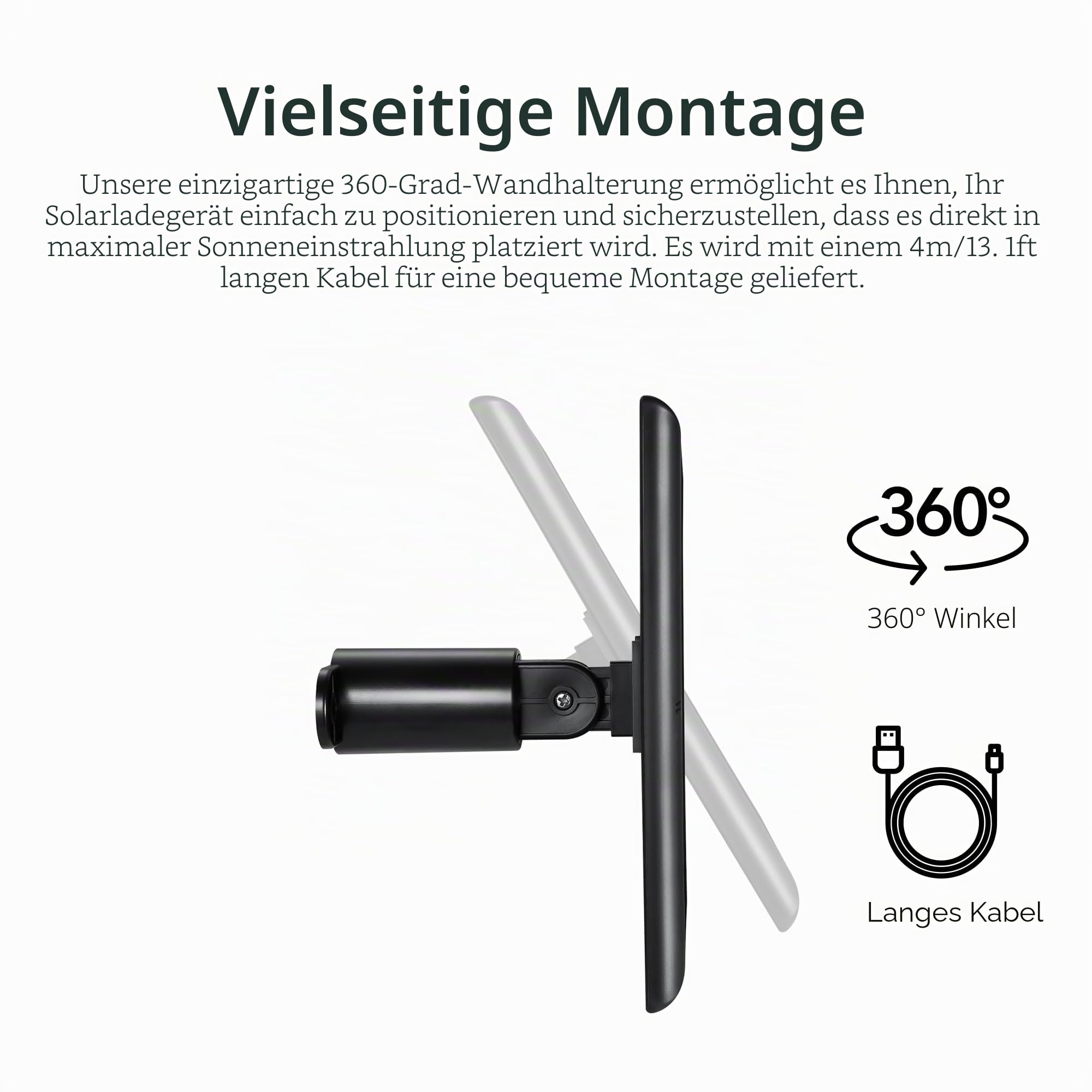 Wasserstein Solarpanel kompatibel mit Ring Spotlight Cam Plus/Pro/Battery und Ring Stick Up Cam Akku – inklusive Hohlstecker mit USB-C-Adapter – 2 W 5 V Aufladung (1 Stück, schwarz)