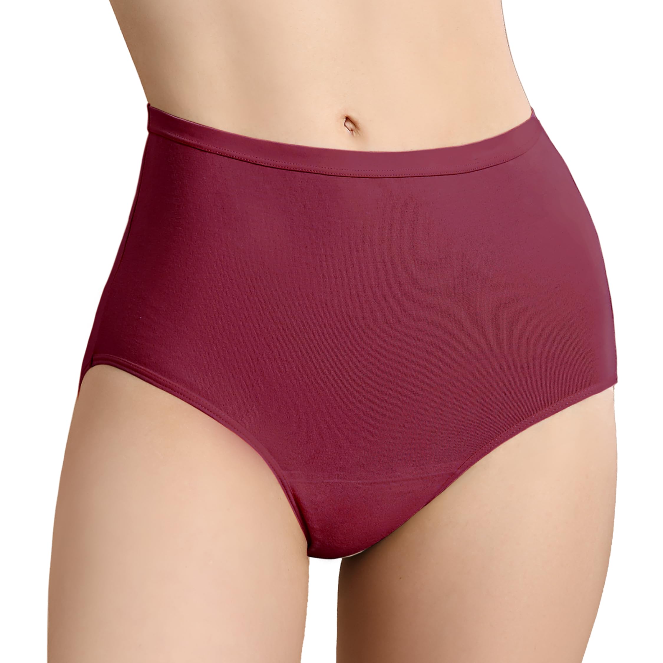 Inkontinenzunterwäsche aus Baumwolle mit hoher Taille für Damen, Saugfähigkeit, postpartale Blasenkontrolle, waschbar, auslaufsicher, 1 Packung (Dunkelrot, M)