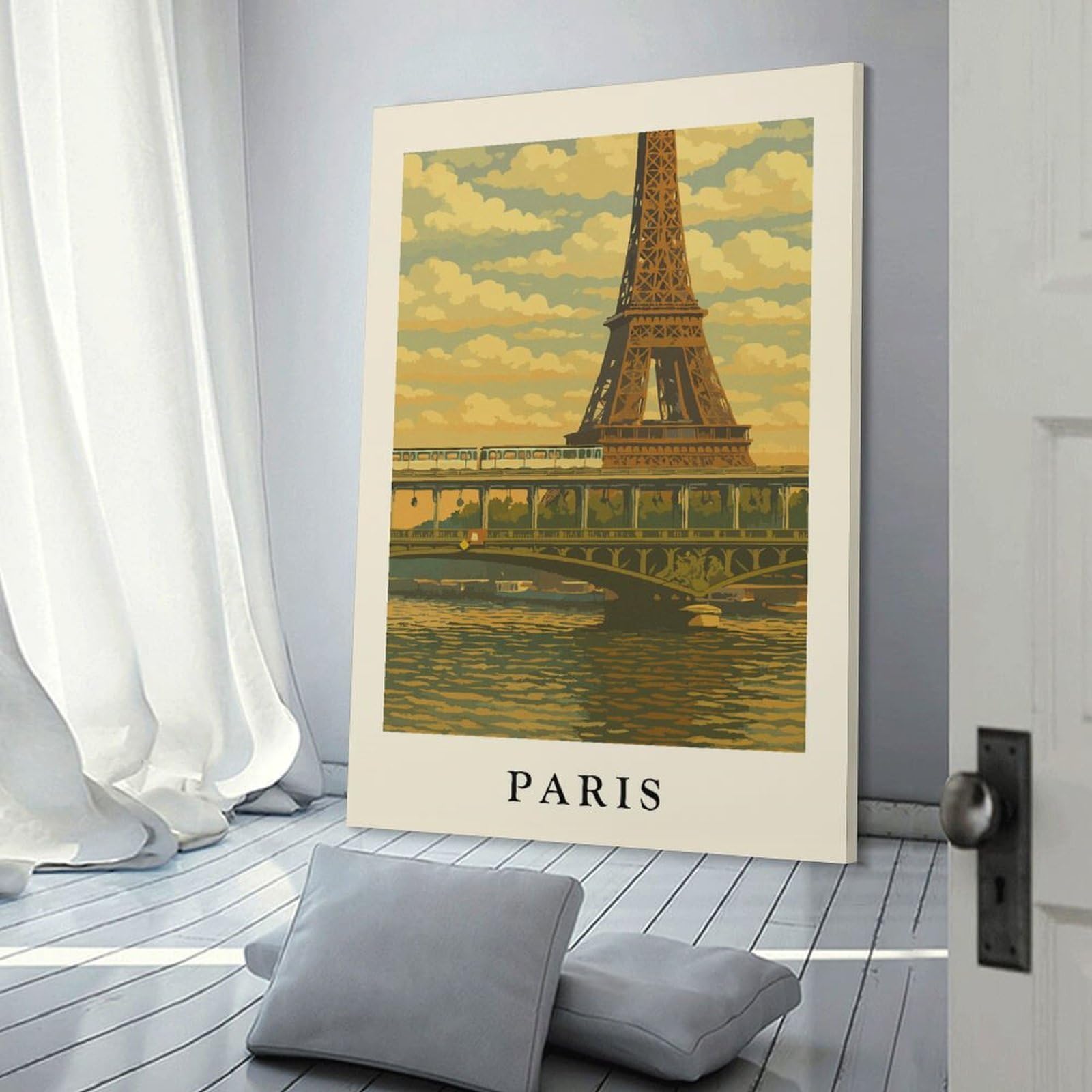 Wall Picture Print Paris Eiffel Tower Travel, 24x36inch(60x90cm), for Workspace Walls, Study Corners Or Bedrooms, A Smart Decor Choice for Study Walls