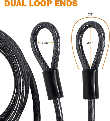 Miniatura 6 de Lumintrail Cable de seguridad resistente de 0.472 in (12 pulgada), acero trenzado recubierto de vinilo con extremos en bucle sellados (4', 7', 10',