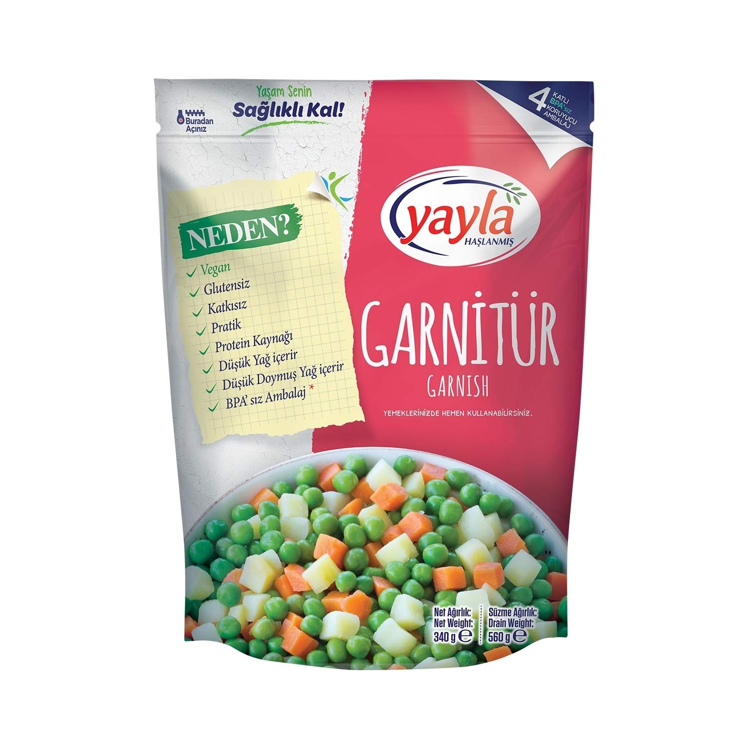 yayla Haşlanmış Garnitür, 560 gr Tekli Paket