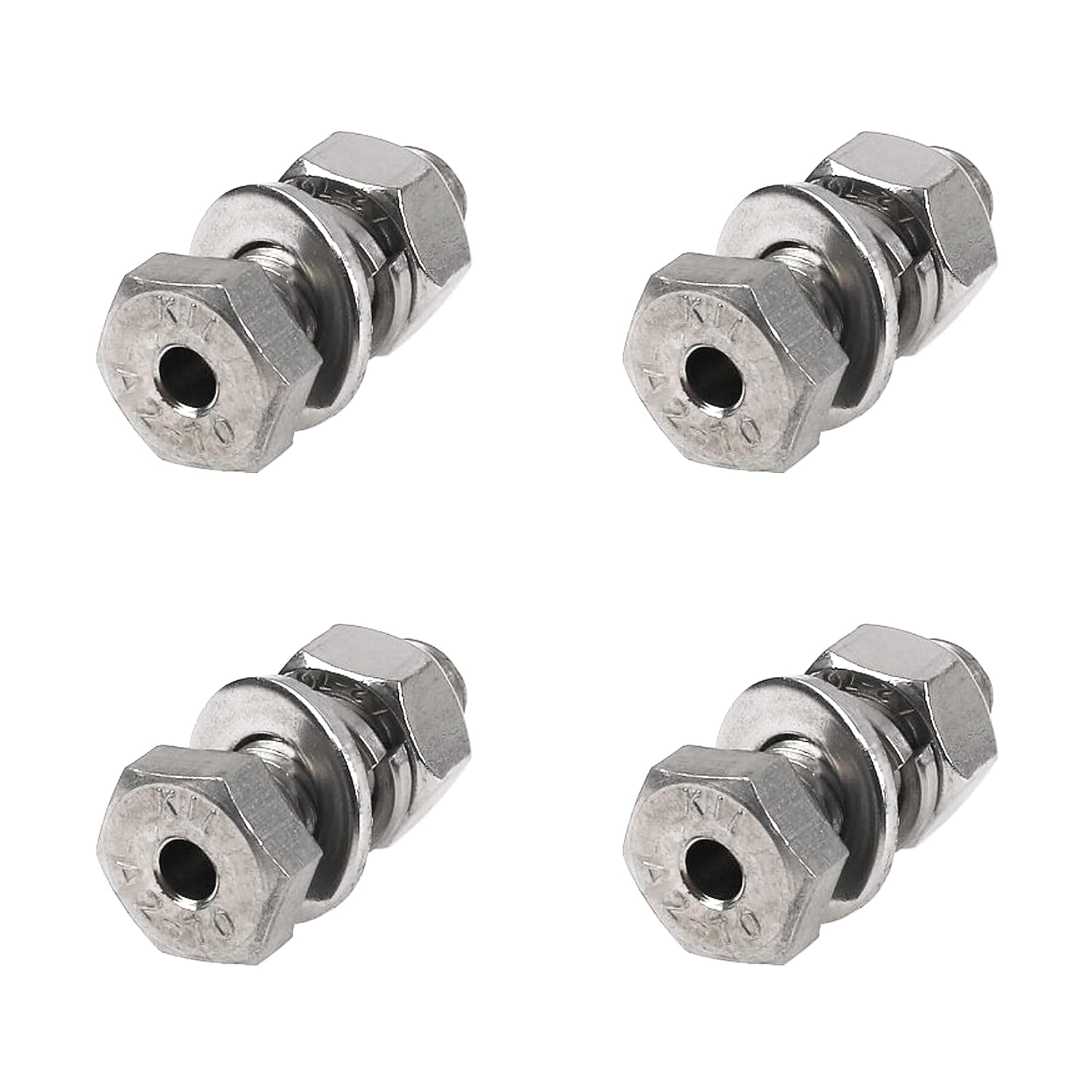 4Pcs 304 Stainless Steel Cylindrical Hollow External Hexagon Screw Lamp Threading Through Hole Bolt with Washers Nut (M12x35) thumbnail