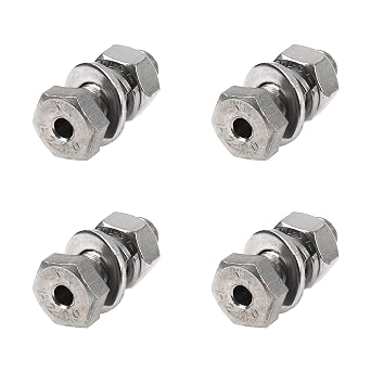4Pcs 304 Stainless Steel Cylindrical Hollow External Hexagon Screw Lamp Threading Through Hole Bolt with Washers Nut M10x30