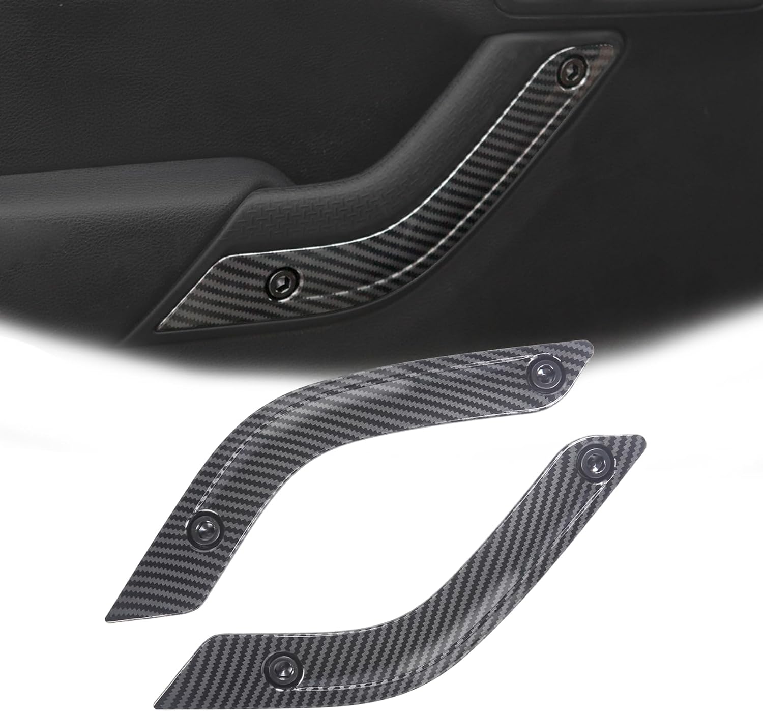 Interior Door Grab Handle Inserts Cover Trim for 2011-2018 Jeep Wrangler JK JKU Sports Sahara Rubicon & Unlimited, Replace OE 1RC72JAHAD 1RC72JAHAE, Left & Right, Carbon Fiber