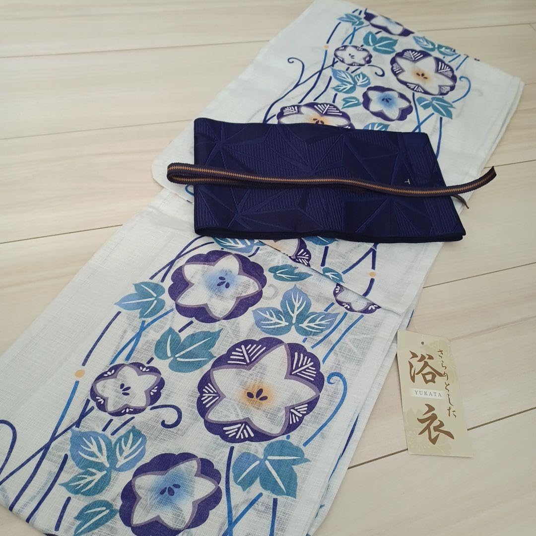 新品 呉服屋 大人上品な朝顔 夏着物 浴衣3点セット