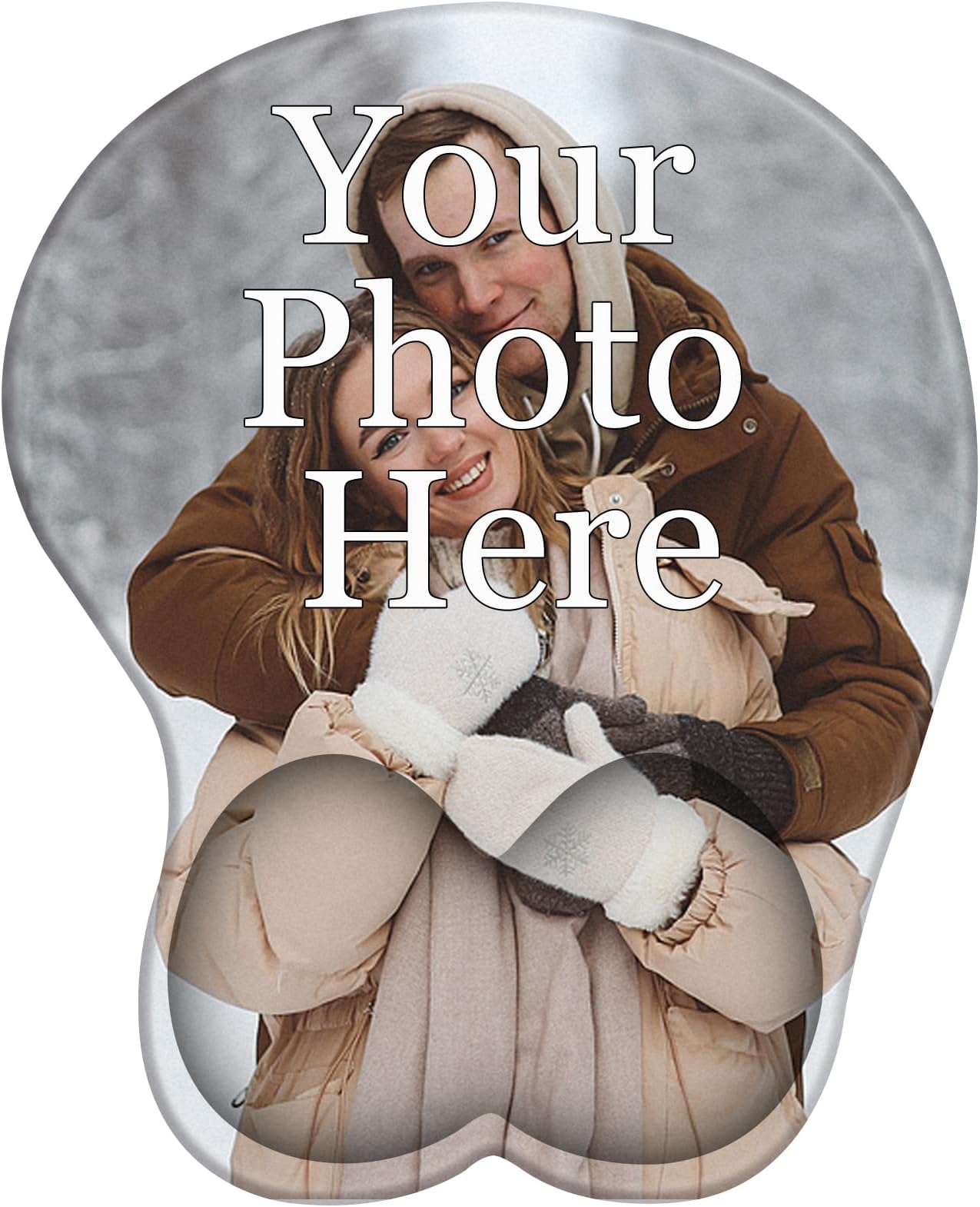 Custom Photo Mouse Pad with Wrist Support, Personalized Ergonomic Mouse Pad with Wrist Rest, Anti-Slip Rubber Base Mousepad for Computer, Office, Laptop (Shape #3)