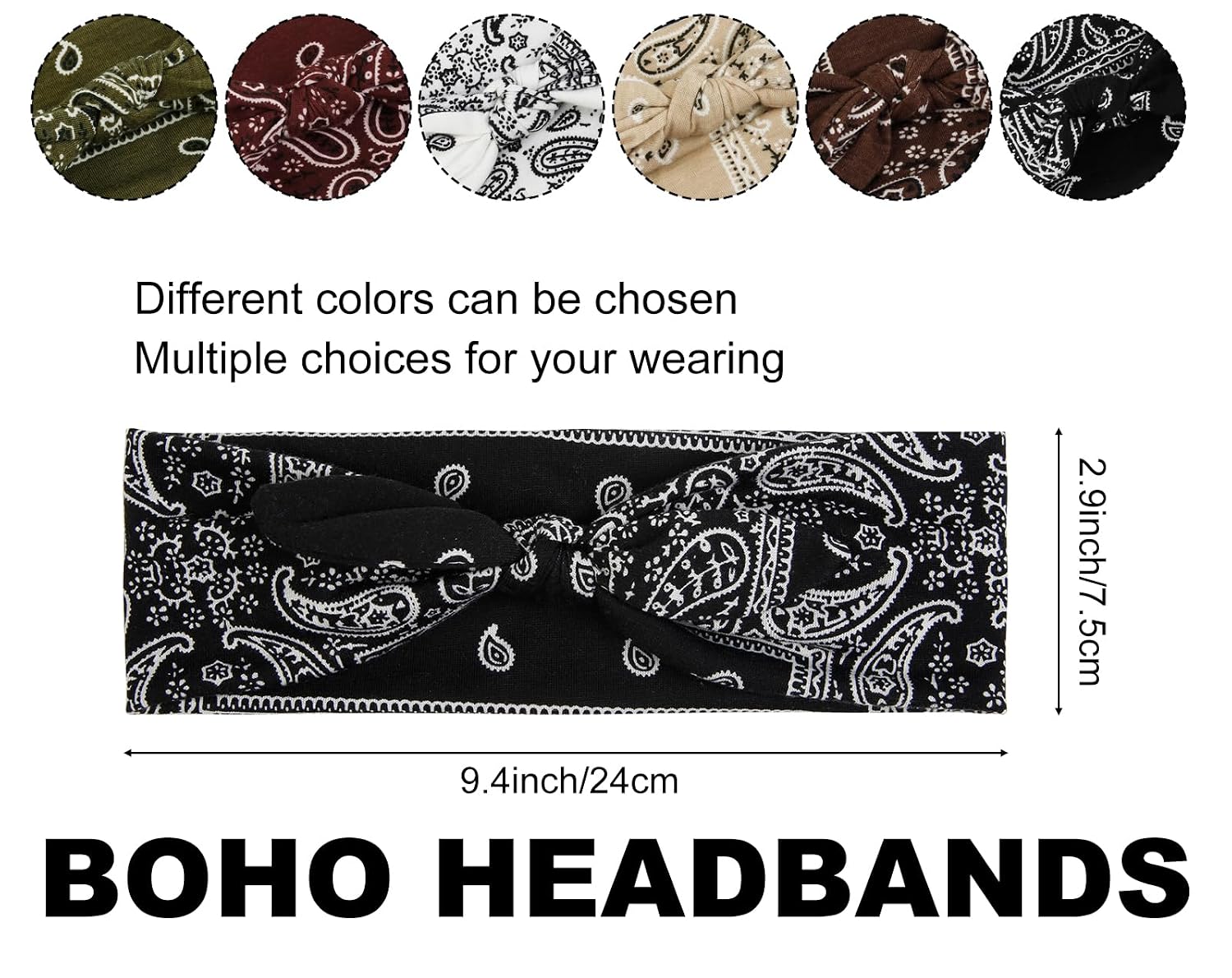 AIBFRID 6 Packs Bow Headbands for Women Girls Boho Bandana Headband Paisley Printed Head Bands for Women’s Hair Non Slip Cute Knotted Womens Hairbands Head Wraps Turban Hair Accessories