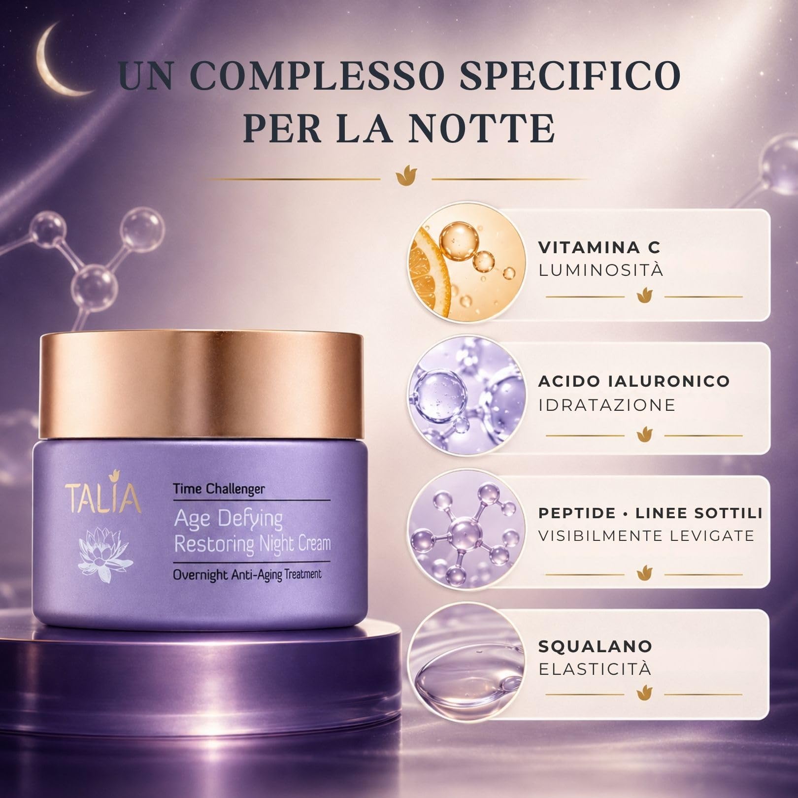 TALIA - Crema Notte con Vitamina C e Acido Ialuronico - 50 ml