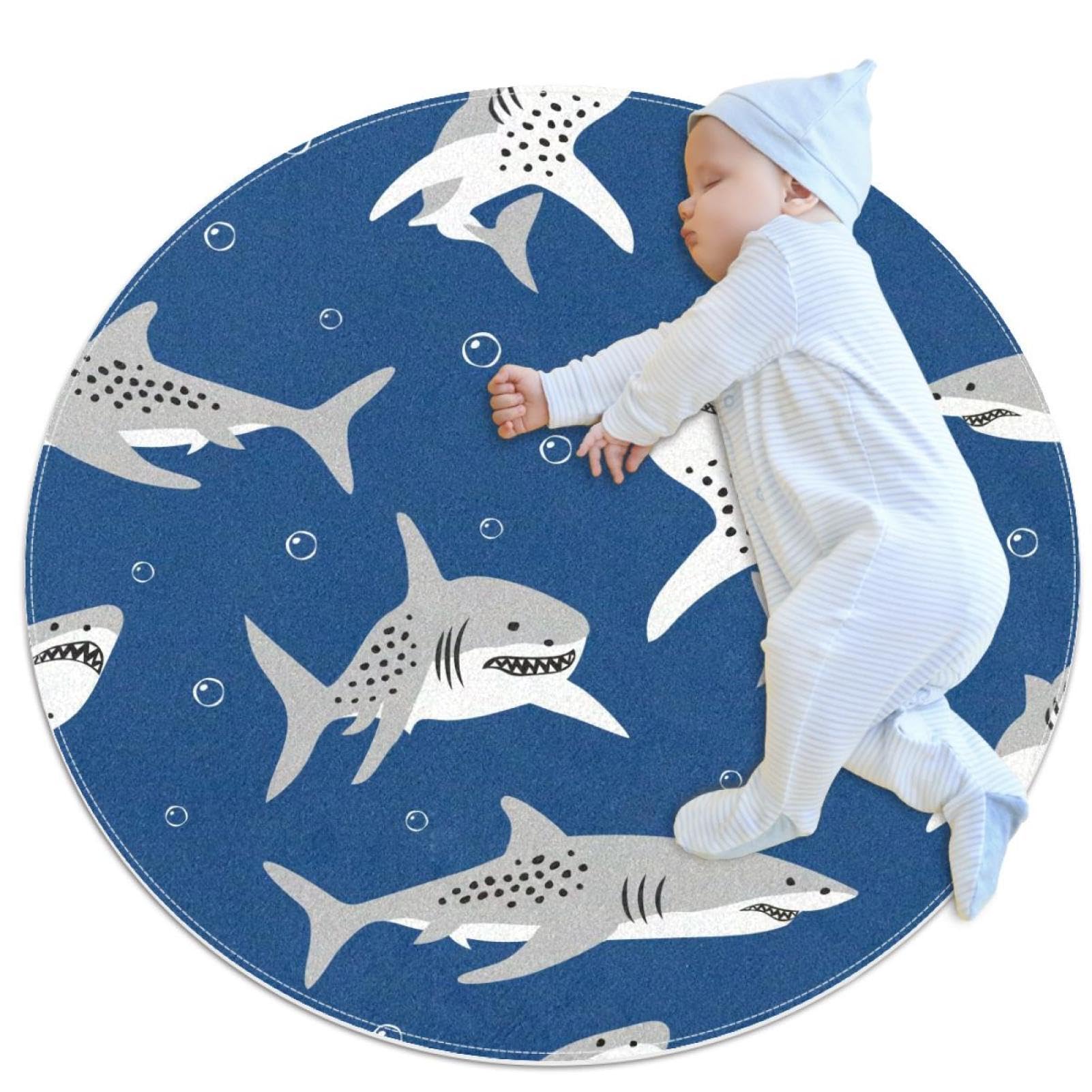 Tapis de salle de bain requin 1m de diamètre avec envers antidérapant robuste