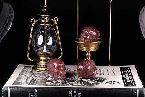 Miniatura 4 de Estatua de calavera de cristal de jaspe de Kambaba de 2.0 pulgadas, escultura de arte fino de piedras preciosas talladas a mano, cráneo de piedra