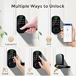 Smart Lock with Handle 5-in-1 keyless ai Recognition 1-Second Unlock Military-Grade Security ip65 Waterproof Anti-Theft keypad Door Lock for Home Long Battery Life (Black)
