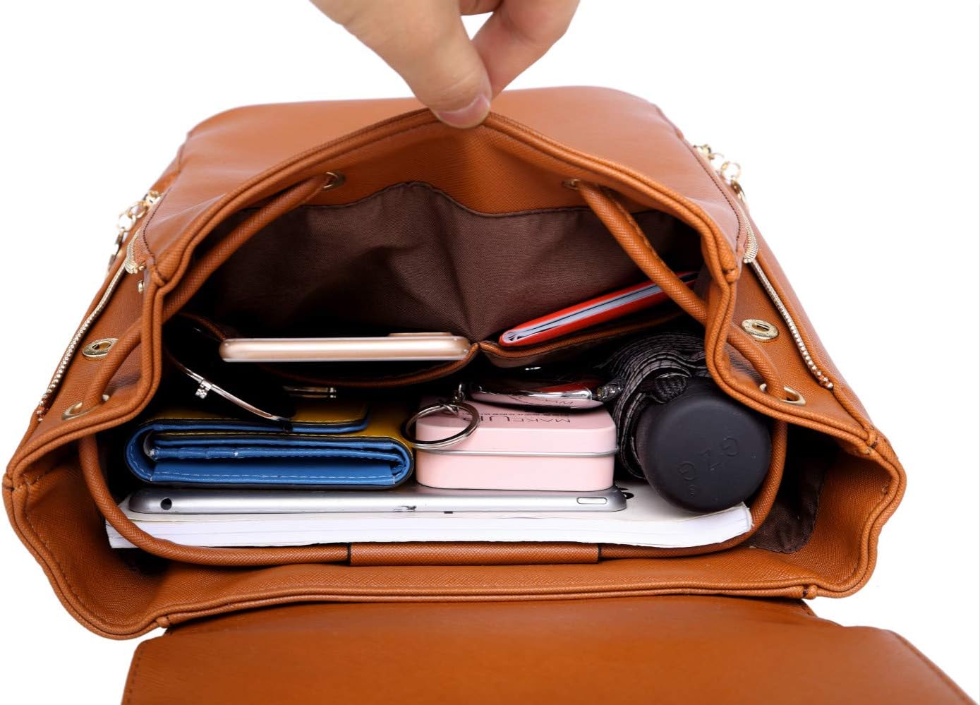 B&E LIFE Fashion Shoulder Bag Rucksack PU Leather Women Girls Ladies Backpack Travel bag (Beige) : Clothing, Shoes & Jewelry