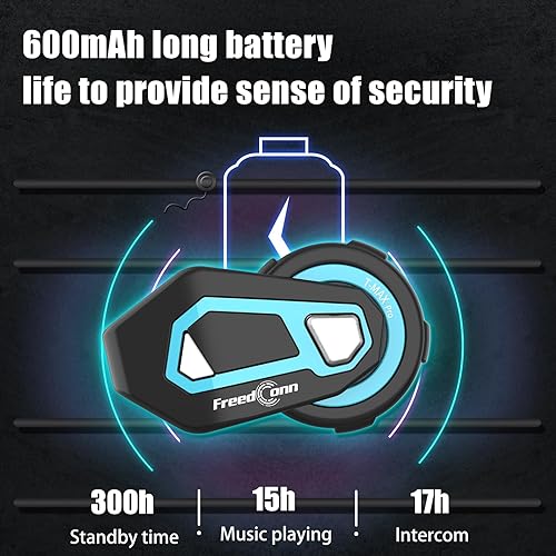 Miniatura 6 de FreedConn Casco de motocicleta Auriculares Bluetooth T-Max Pro Moto Intercomunicador Sistemas de comunicación de motocicleta 4-6 Jinetes 1000M