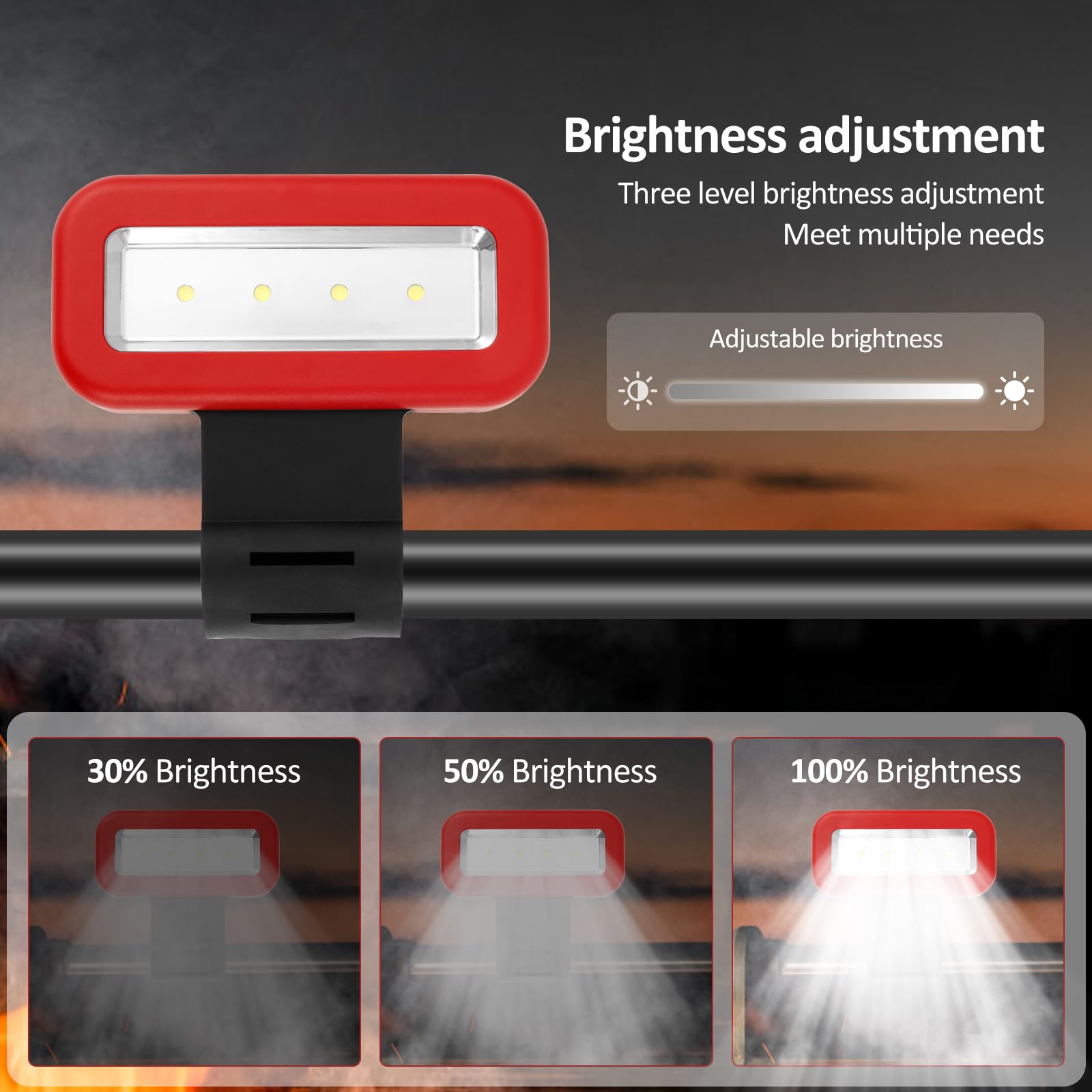 Grill Lampe 3 Helligkeitsstufen 13×6×4cm Grilllicht mit Gurtband Camping Lampe Hitzebeständig für Zelt Fahrrad Grill Camping Nachtparty